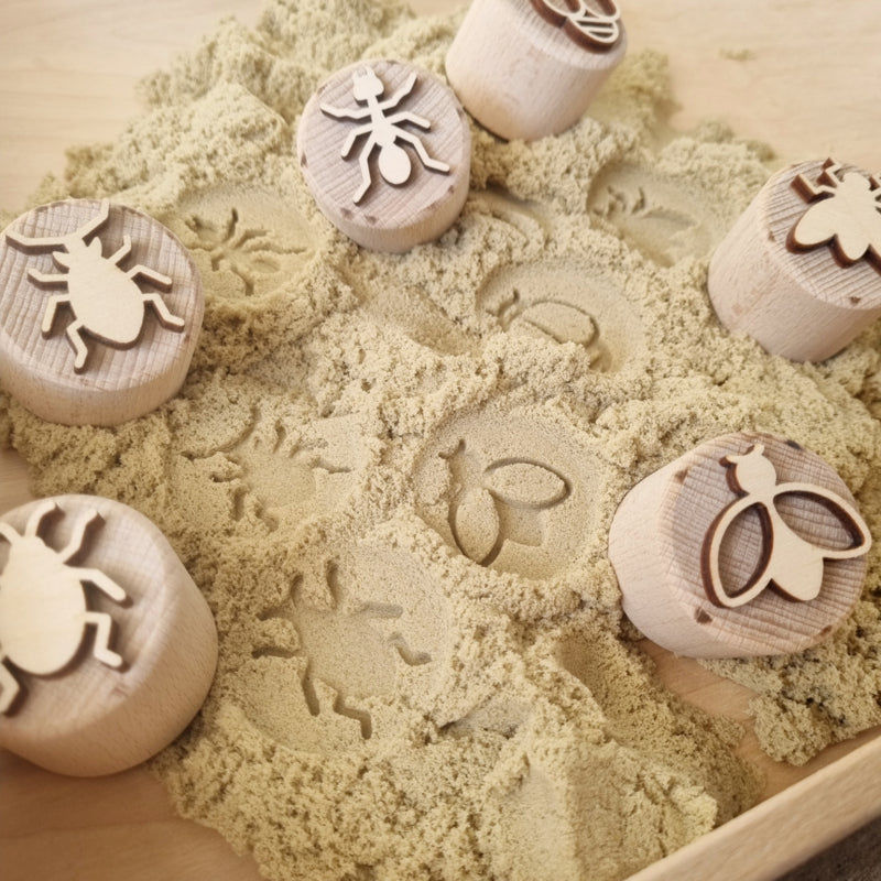 Houten stempelset insecten