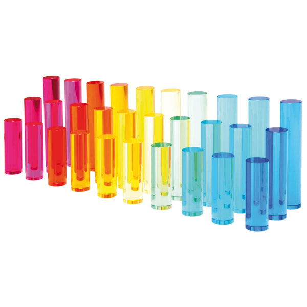 Acryl cilinders van verschillende lengtes set van 30