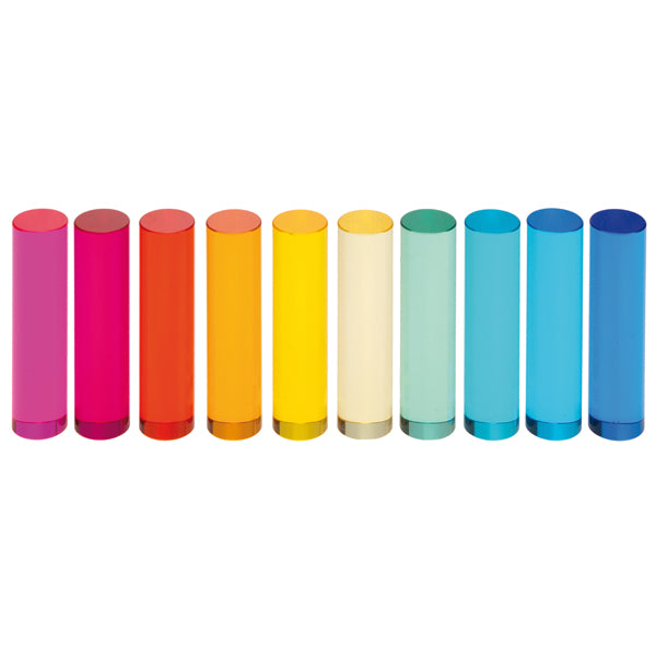 Acryl cilinders 10 x 2,5 cm set van 10