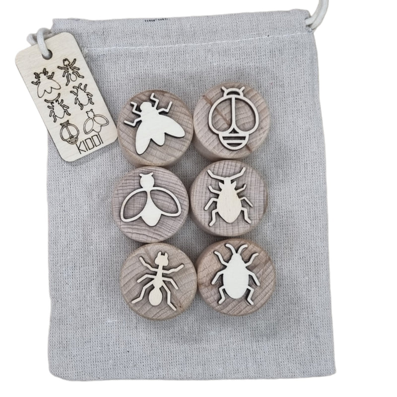 Houten stempelset insecten