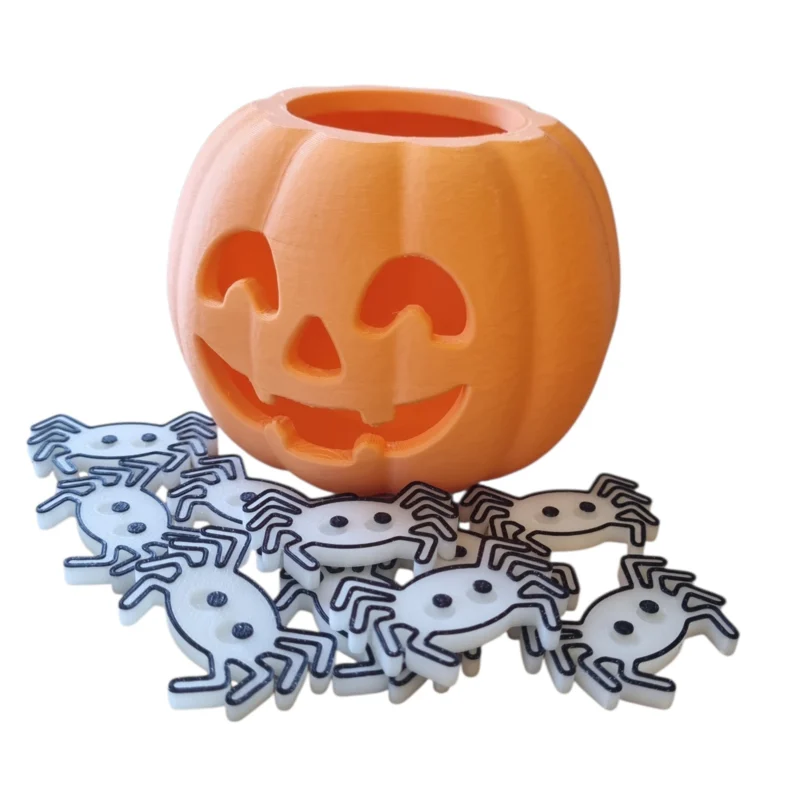 Pumpkin-potje met spinnen
