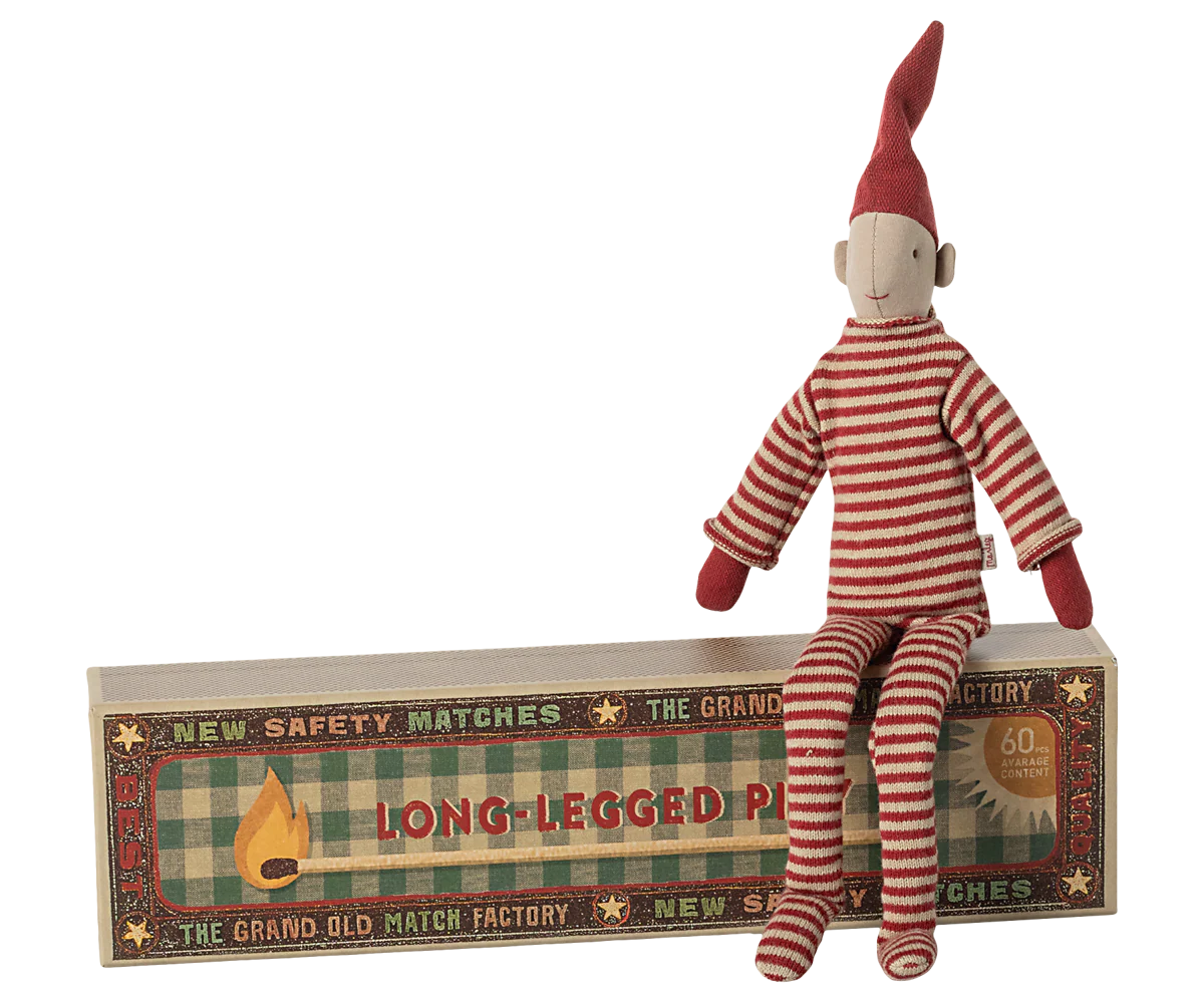 Pixie met lange pijpen in luciferdoos, klein