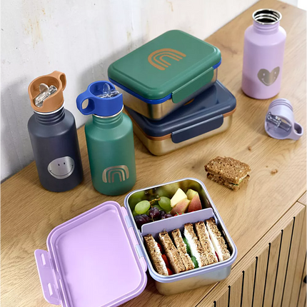 Lässig lunchbox RVS Little Gang rainbow green