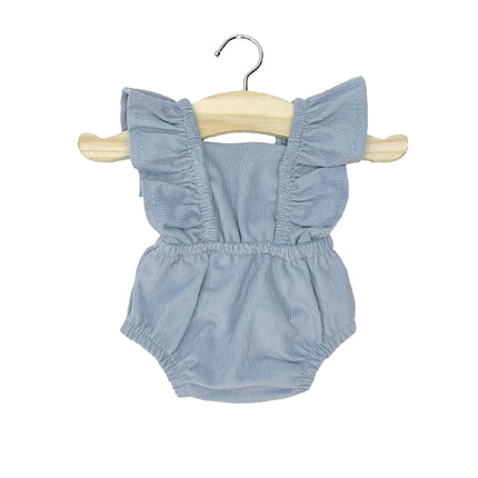 Minikane poppenkleding romper Lou in ribfluweel lichtblauw