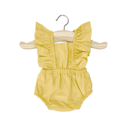 Minikane poppenkleding romper Lou in ribfluweel geel