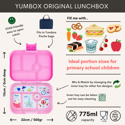 Yumbox Original 6 vakken Fifi pink / Paris tray