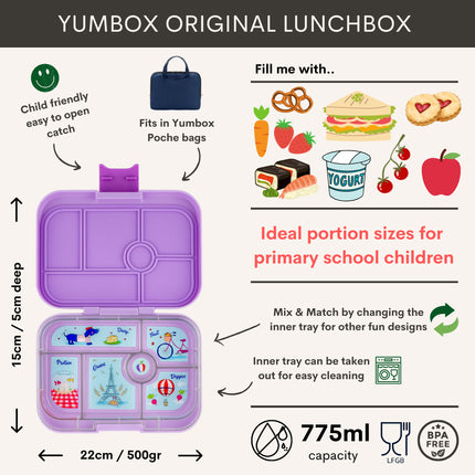 Yumbox Original 6 vakken Lulu purple / Paris tray