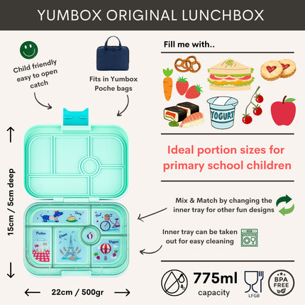 Yumbox Original 6 vakken Serene Aqua / Paris tray