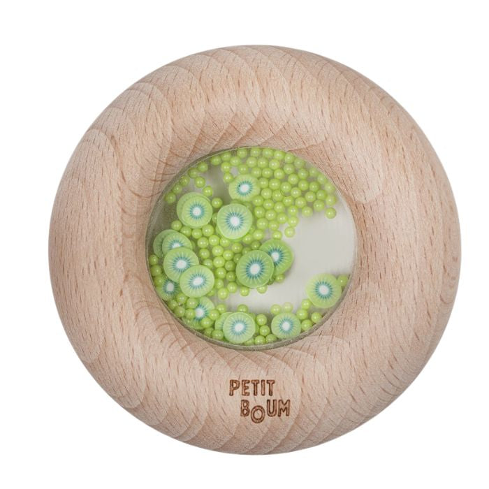 Petit Boum bijtring en sensorische rammelaar kiwi