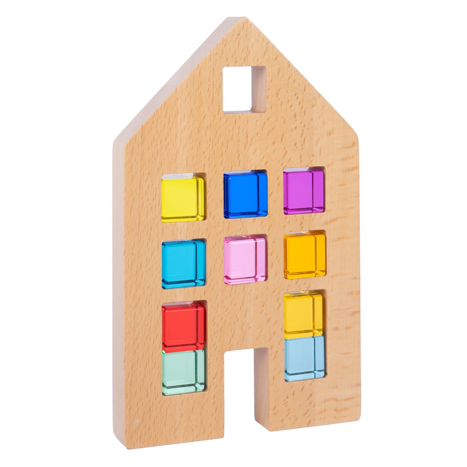 Houten huisjes voor acryl kubussen set van 3 (kubussen niet inbegrepen)
