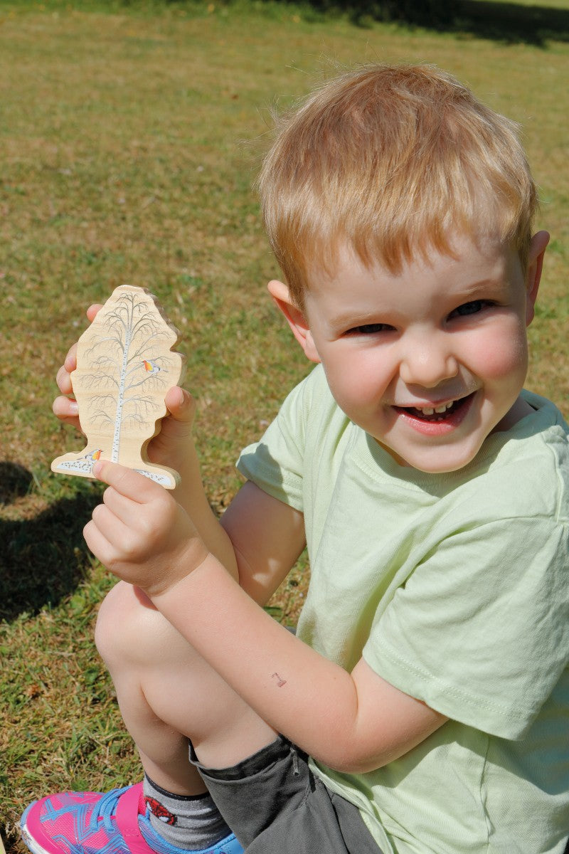Yellow Door speelset met houten bomen in vier seizoenen