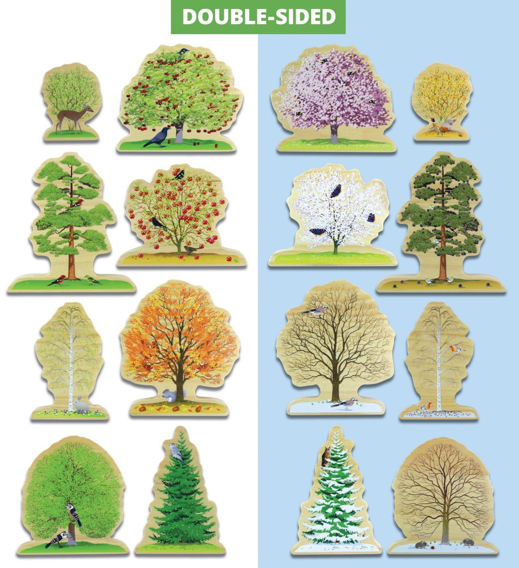 Yellow Door speelset met houten bomen in vier seizoenen