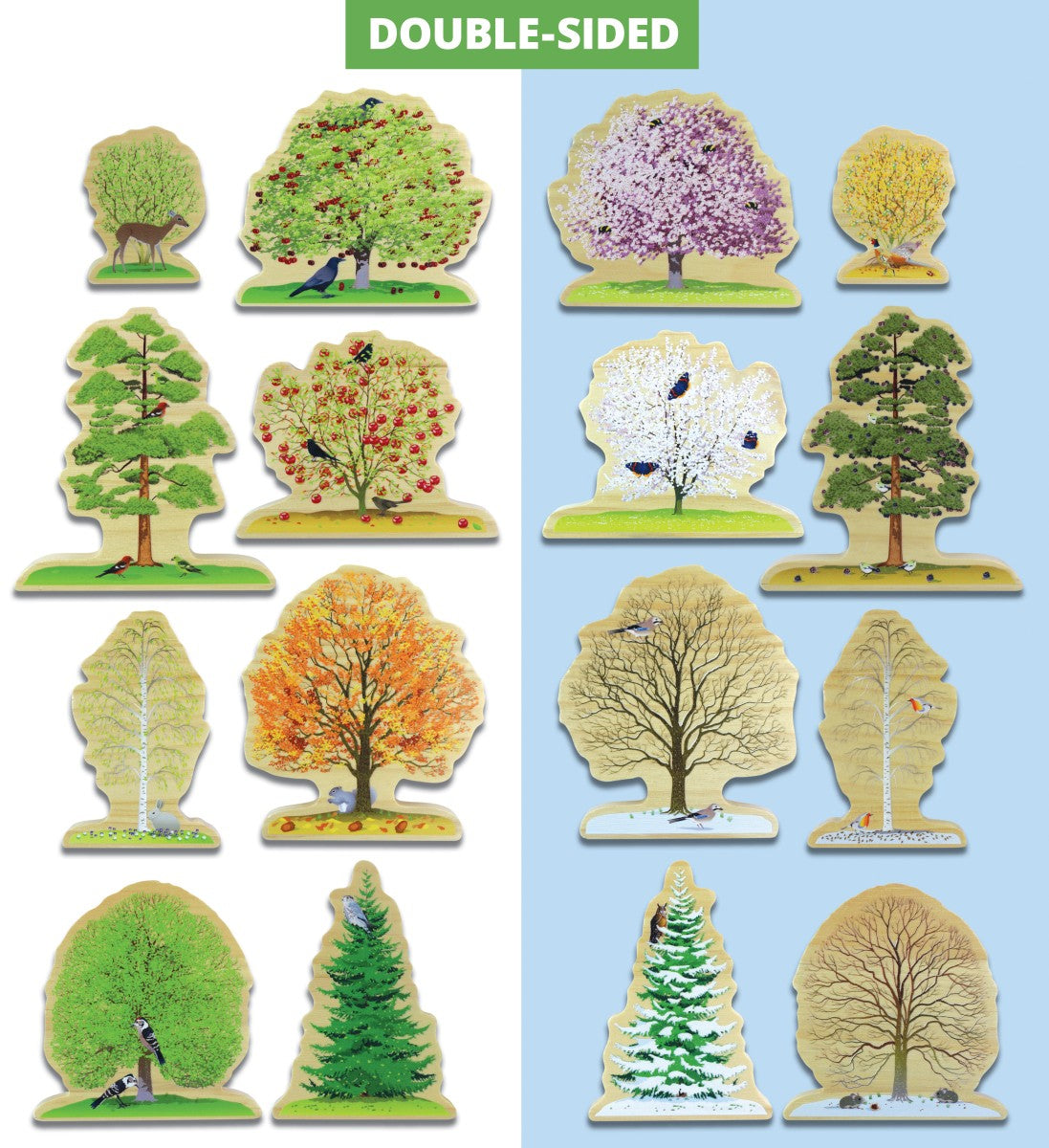 Yellow Door speelset met houten bomen in vier seizoenen