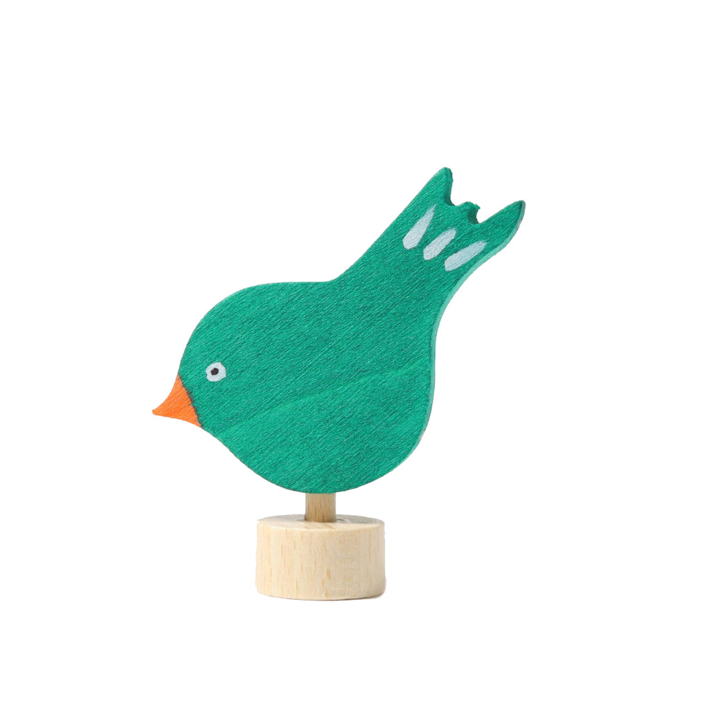 Grimm`s houten steker groene vogel