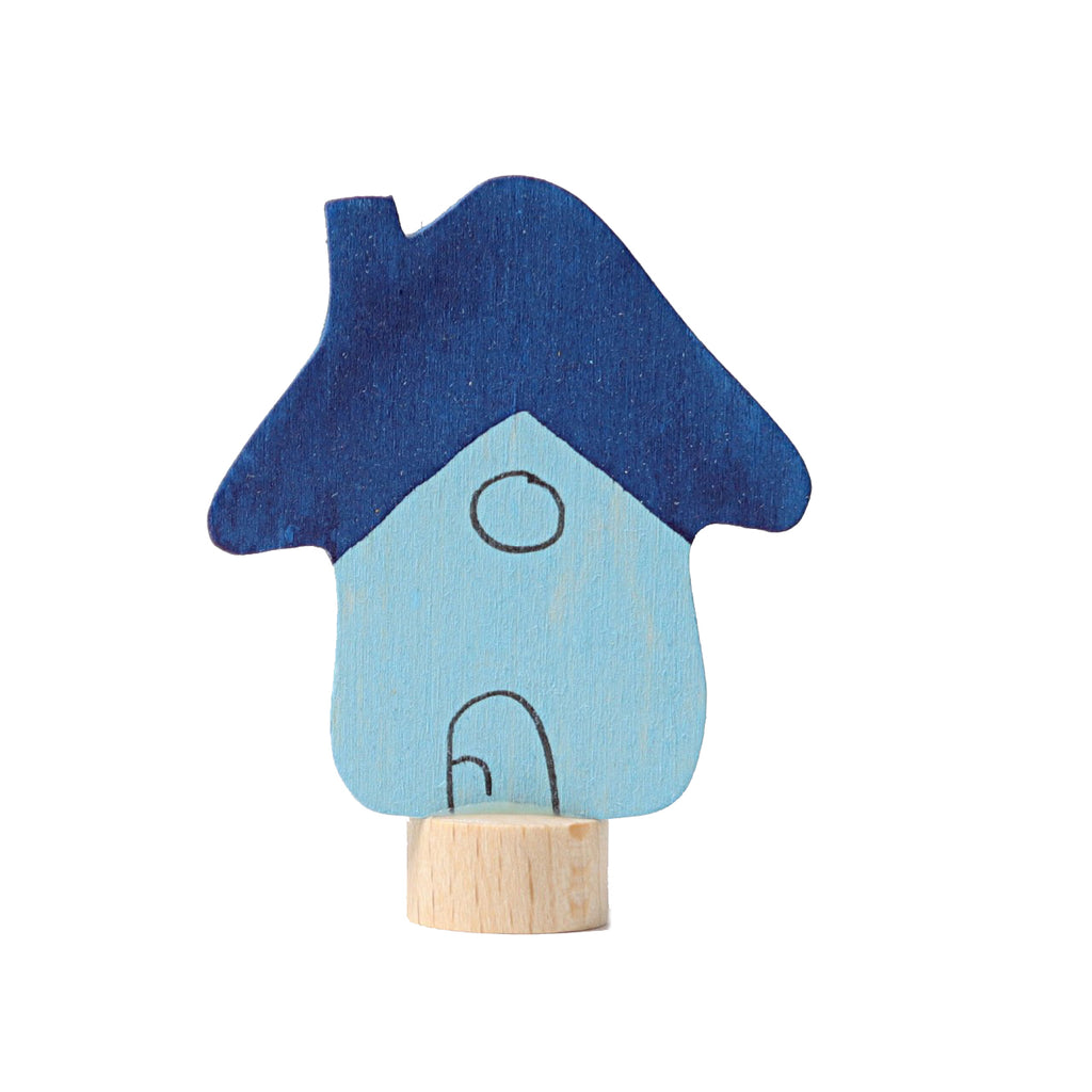 Grimm`s houten steker blauw huis