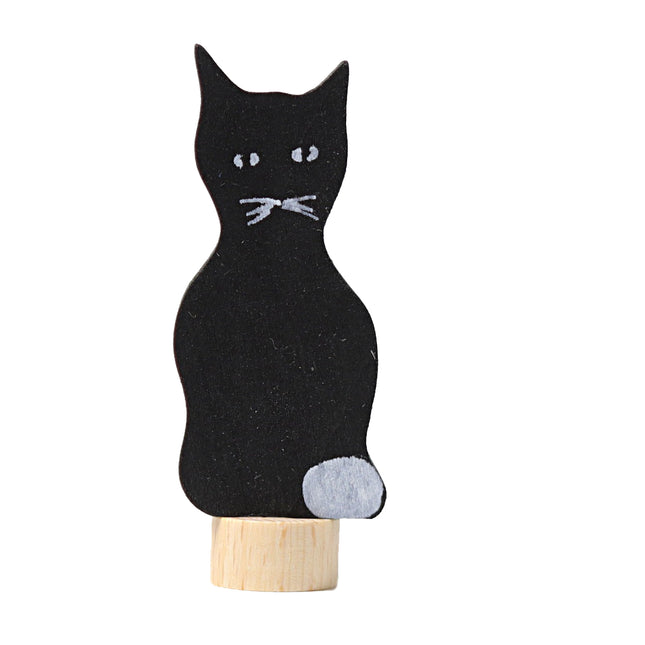 Grimm`s houten steker zwarte kat