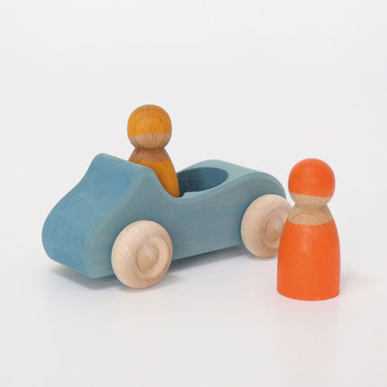 Grimm`s blauwe houten cabrio met 2 Nins