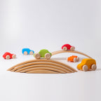 Grimm`s 6 houten auto`s in regenboogkleuren