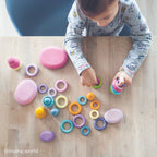 Grimm`s 24 houten ringen in pastelkleuren