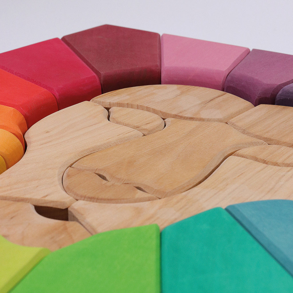 Grimm`s houten blokkenset regenboog leeuw