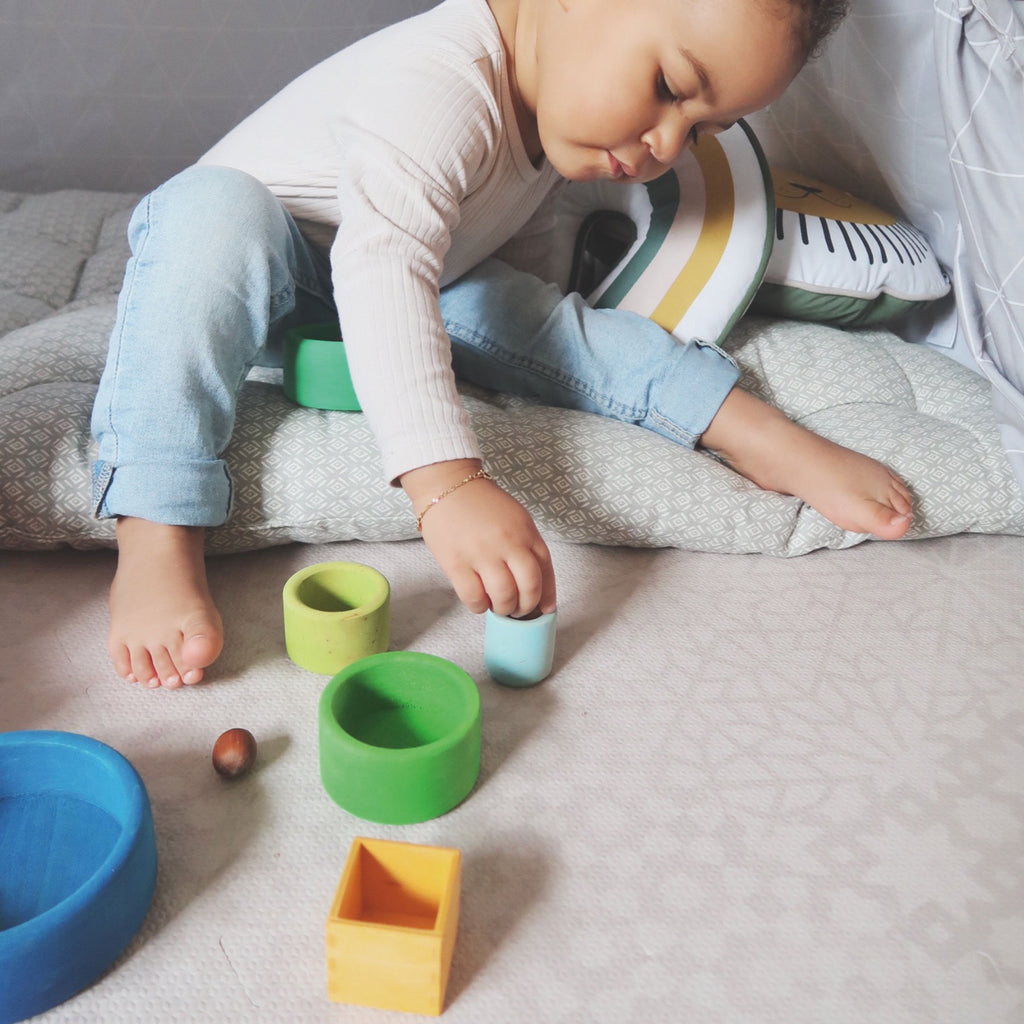 Grimm`s set van 5 kommen blauw