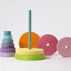 Grimm`s houten conische stapelstoren in pastel