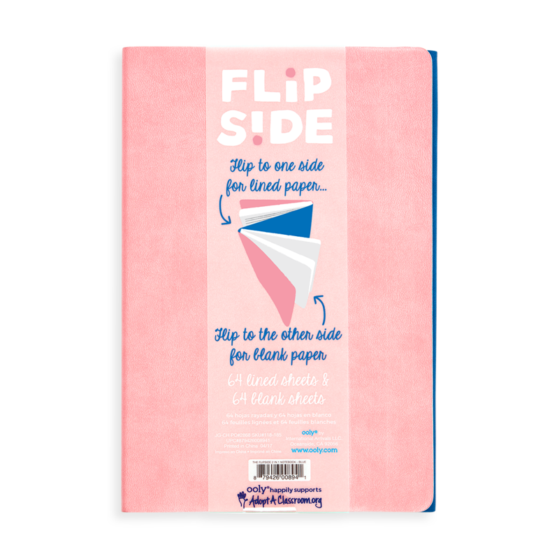 Ooly Flipside notebook Blue achterkant roze