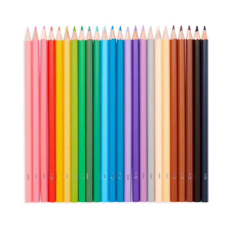Ooly set van 24 kleurplotloden: 18 klassieke kleuren + 6 huidstinten