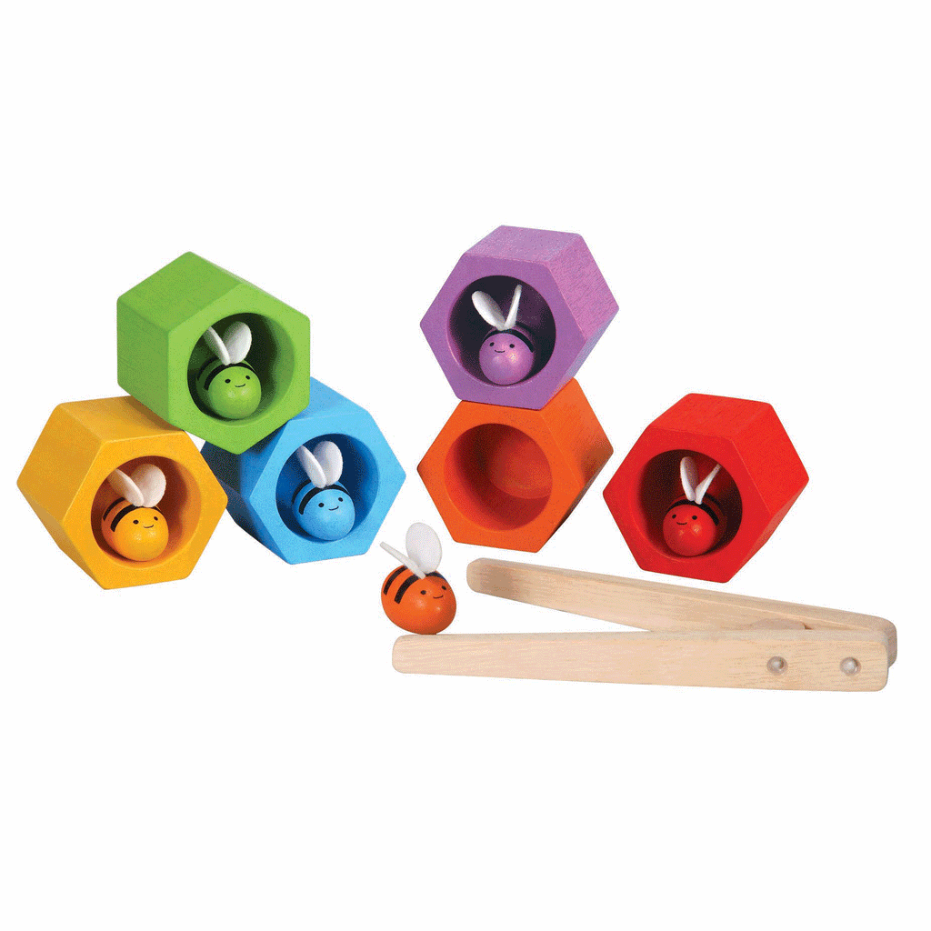 PlanToys bijenkorf houten speelgoed kleuren leren