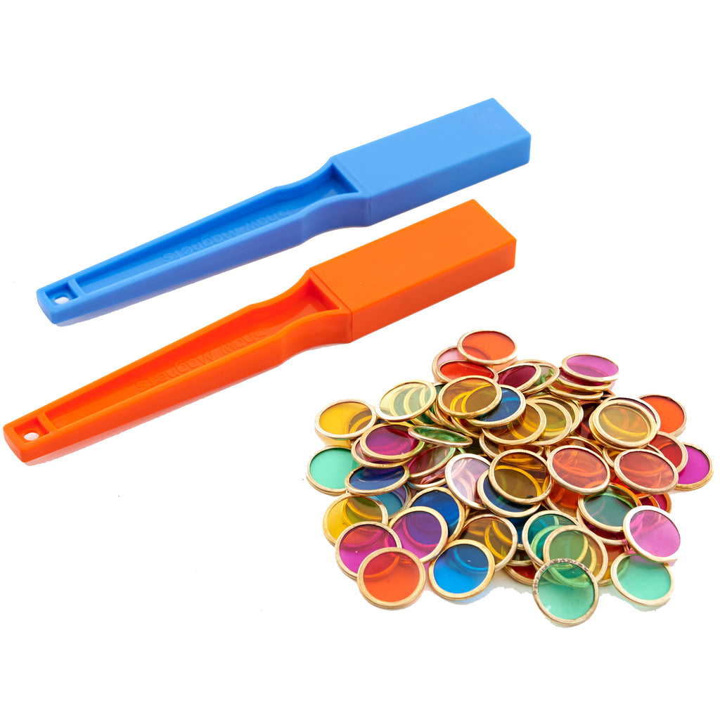 2 magnetische toverstaffen met 100 gekleurde telchips van EDX