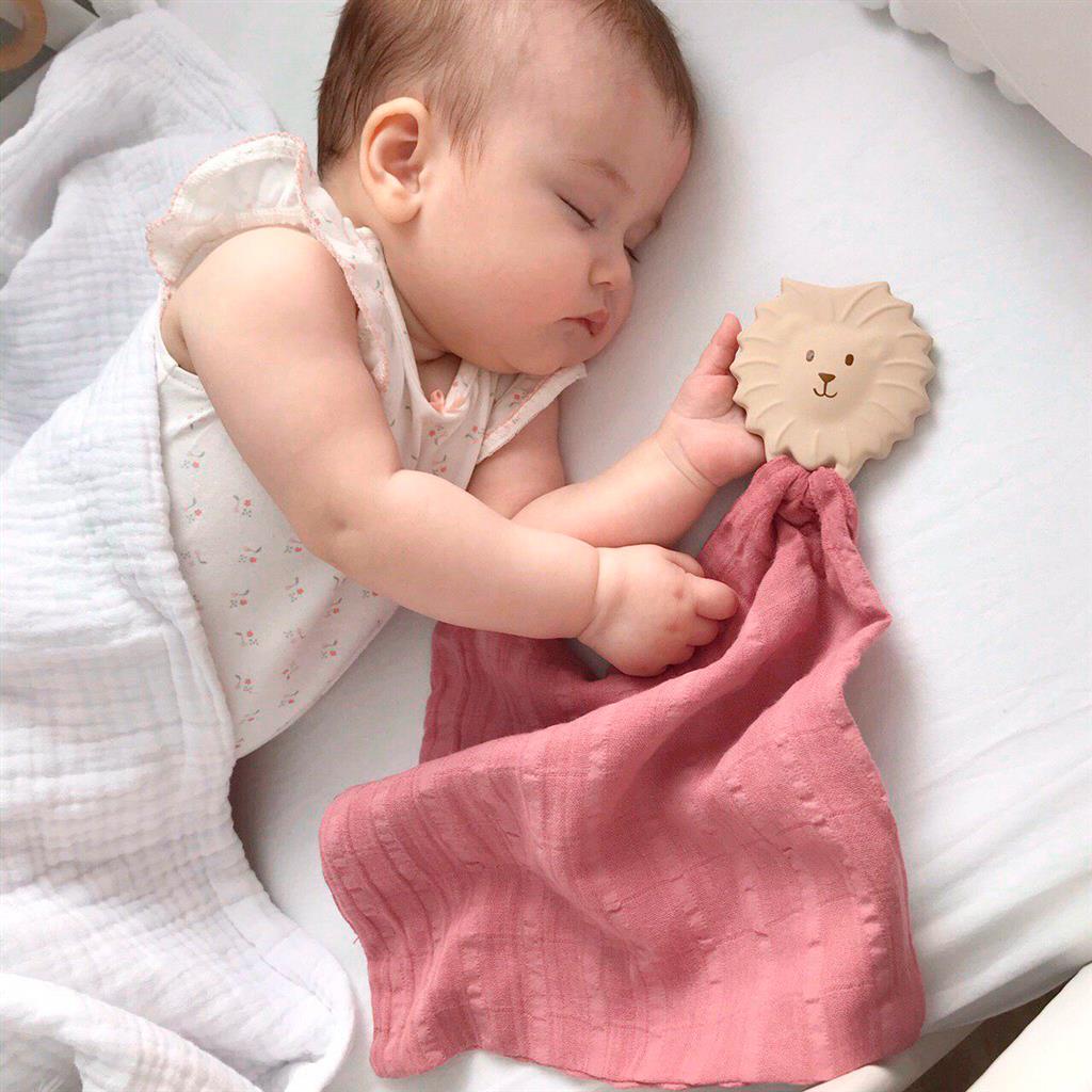 Tikiri roze knuffeldoekje met leeuw