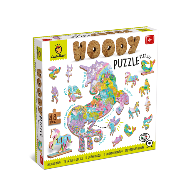 Ludattica Woody eenhoorn houten puzzel
