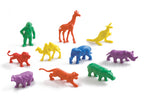 giraf, olifant, kameel, tijger, gorilla, neushoorn, beer, nijlpaard, kangoeroe en leeuw om te leren tellen