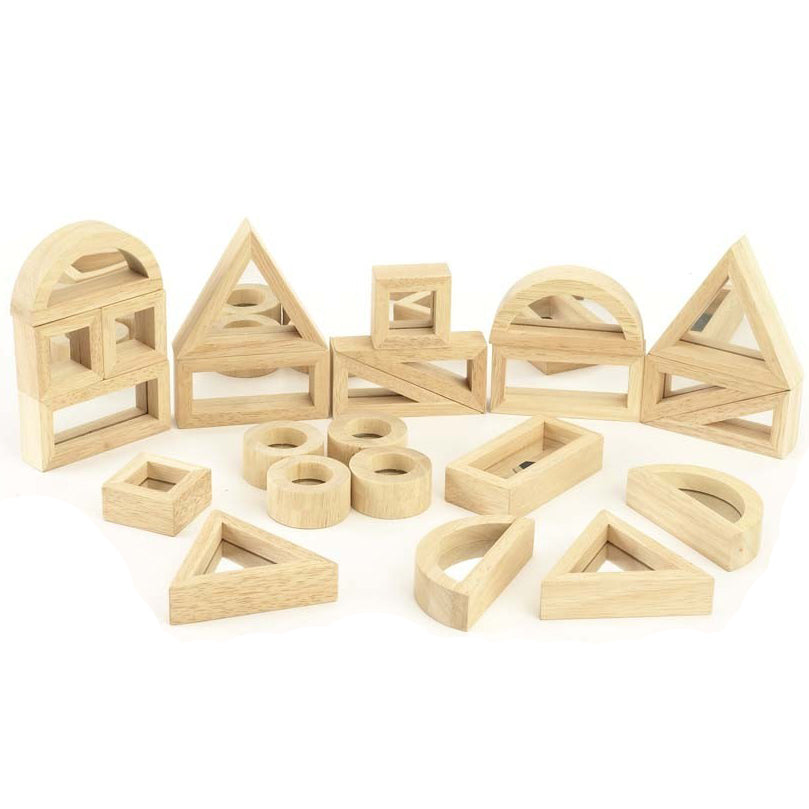 houten spiegelblokken van Tickit