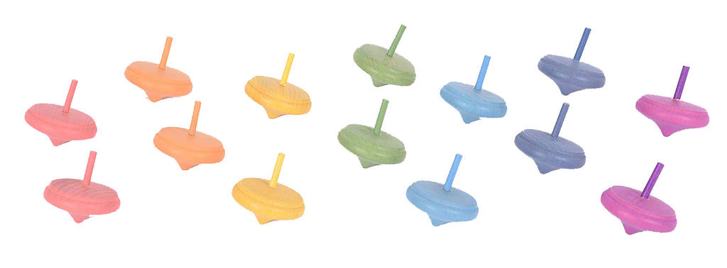 Tickit 14 houten tollen in regenboogkleuren