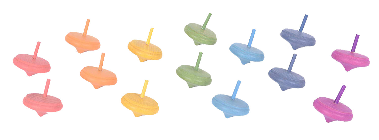 Tickit 14 houten tollen in regenboogkleuren