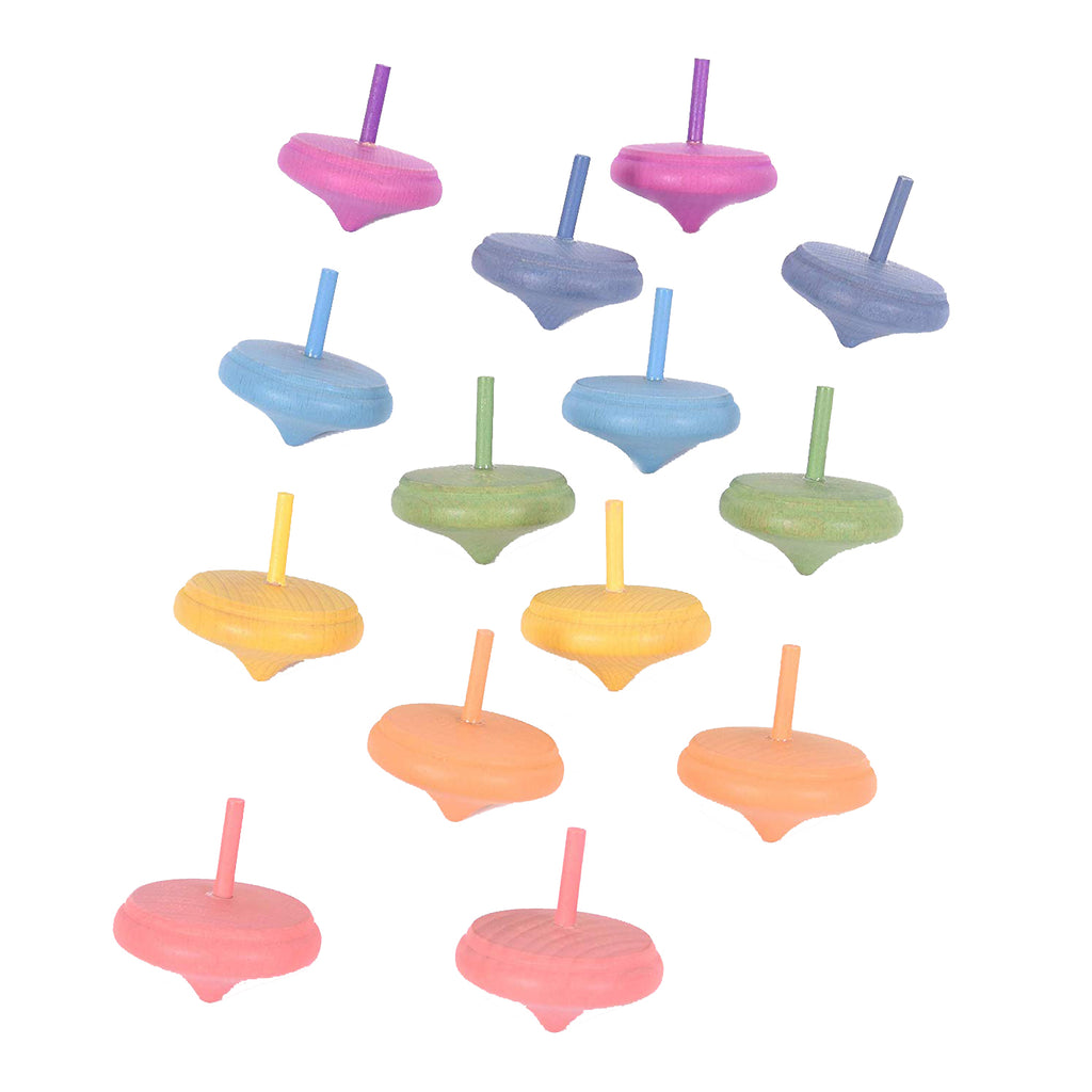 Tickit 14 houten tollen in regenboogkleuren