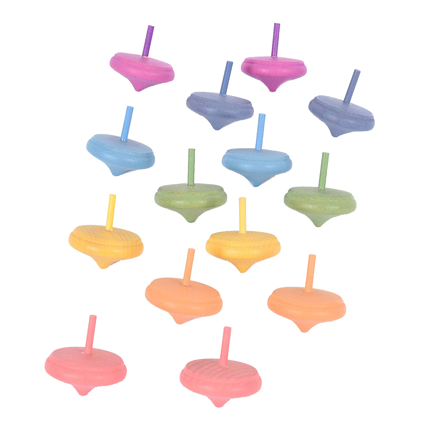 Tickit 14 houten tollen in regenboogkleuren