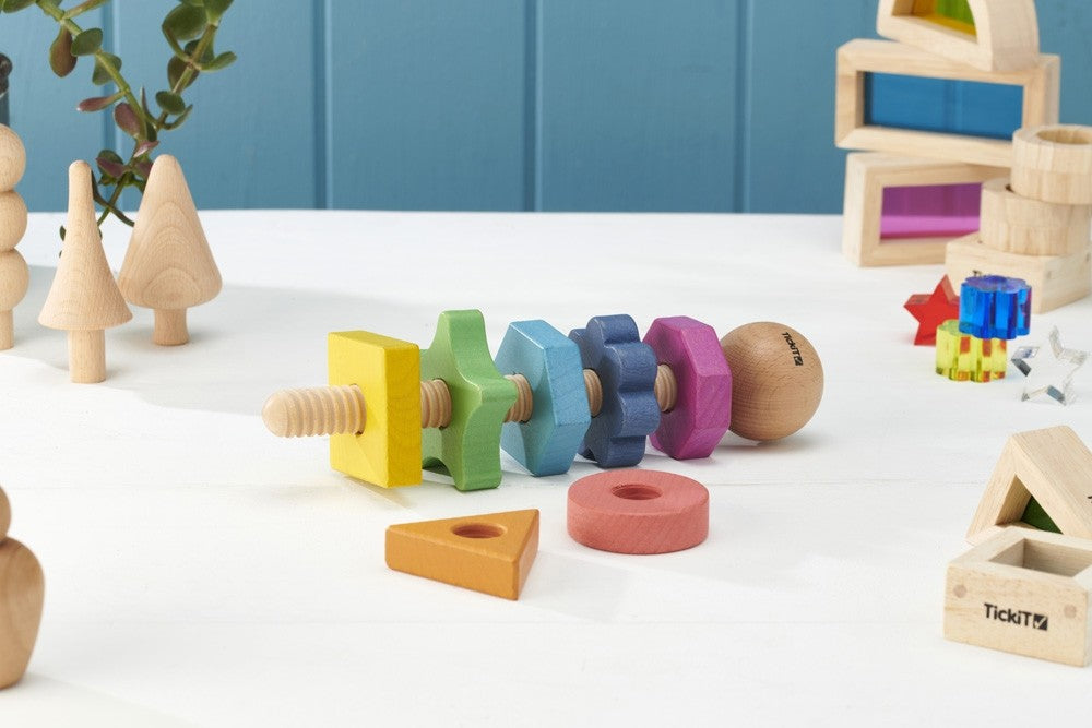Tickit houten shape twister in regenboogkleuren