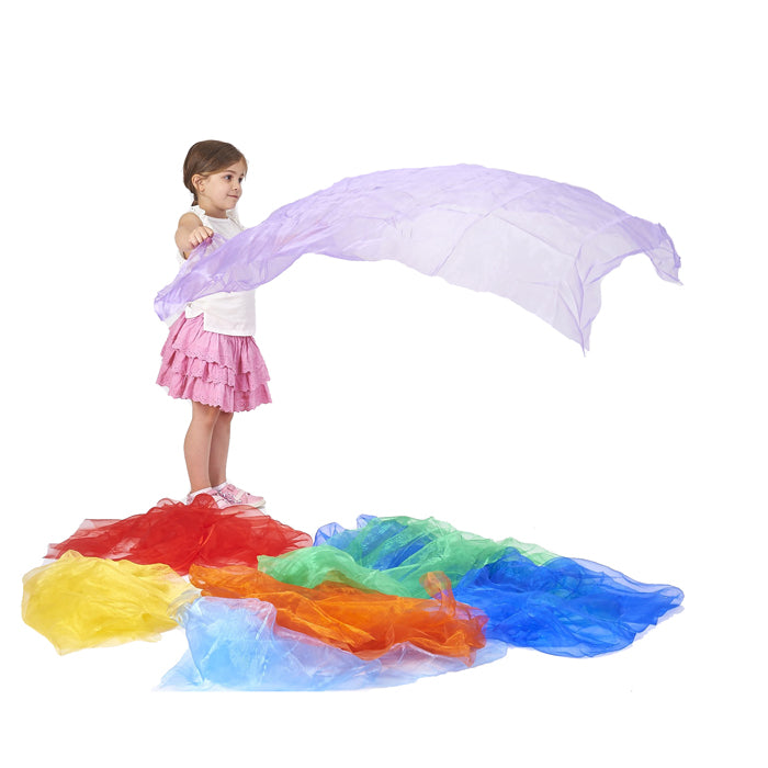 mooie organza stof van Tickit in alle kleuren van de regenboog