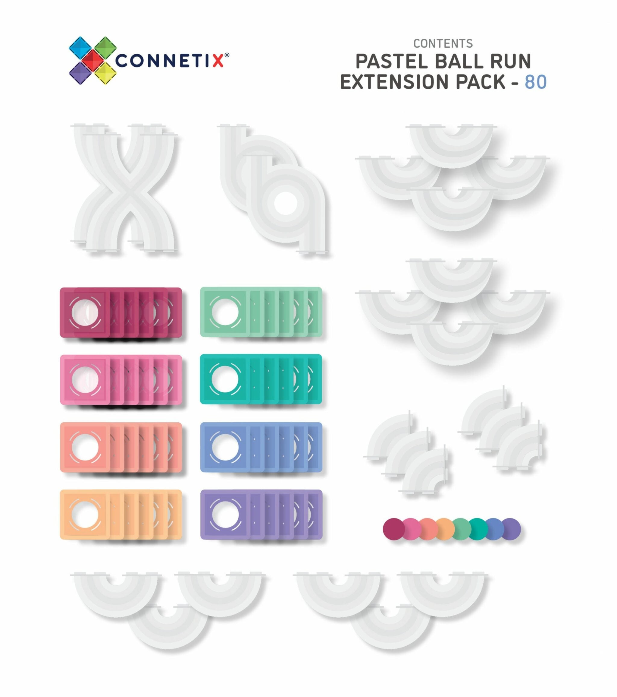 Connetix 80delige pastel ball run uitbreidingsset