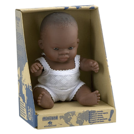 Miniland pop Afrikaanse jongen 21cm in verpakking