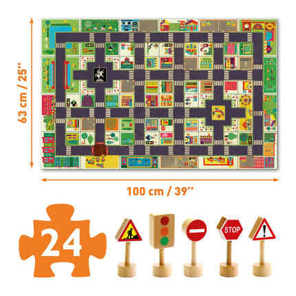 Djeco puzzel Pop To Play stad met verkeersborden