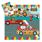 Silhouette puzzel racewagen