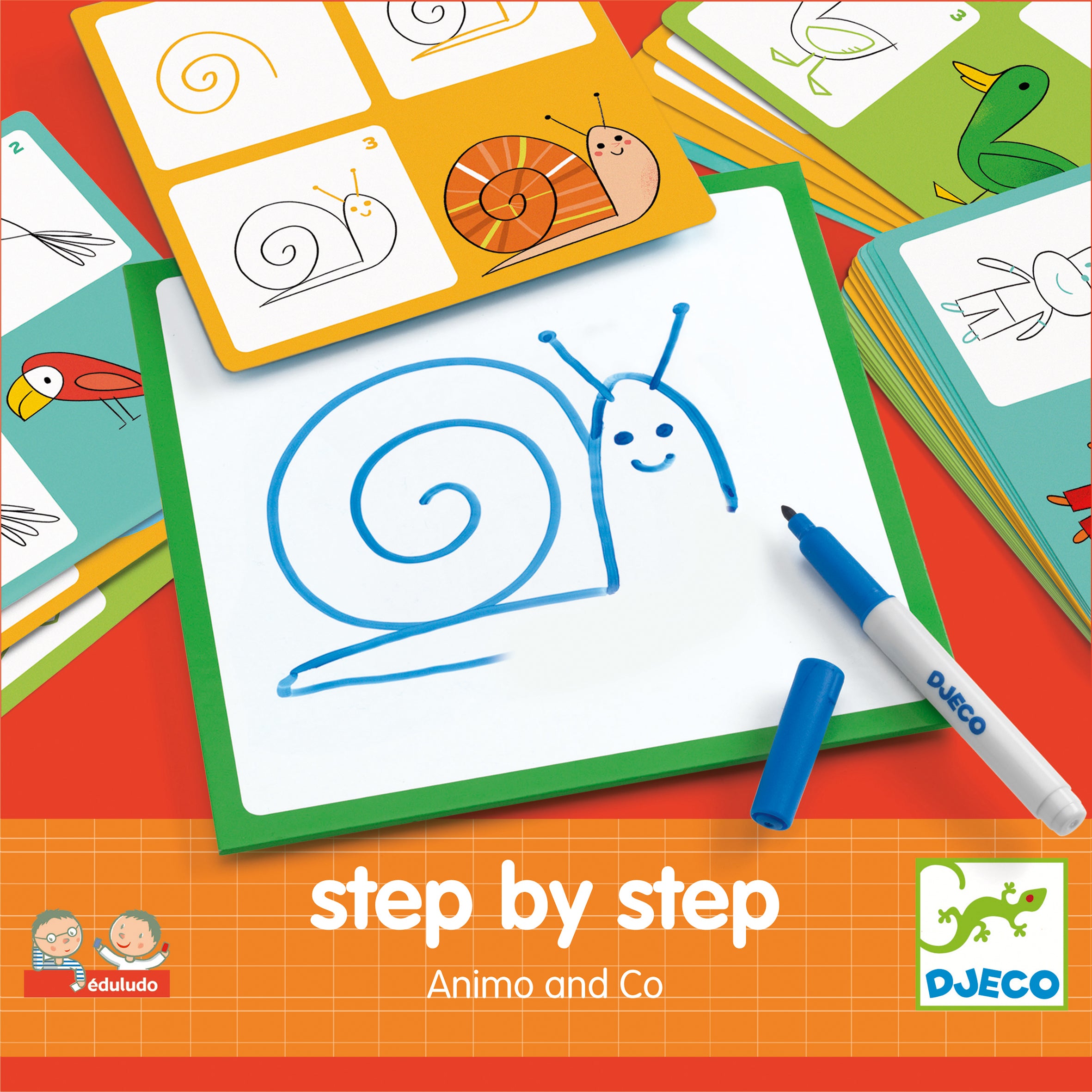 Djeco Step by Step tekenkaarten dieren