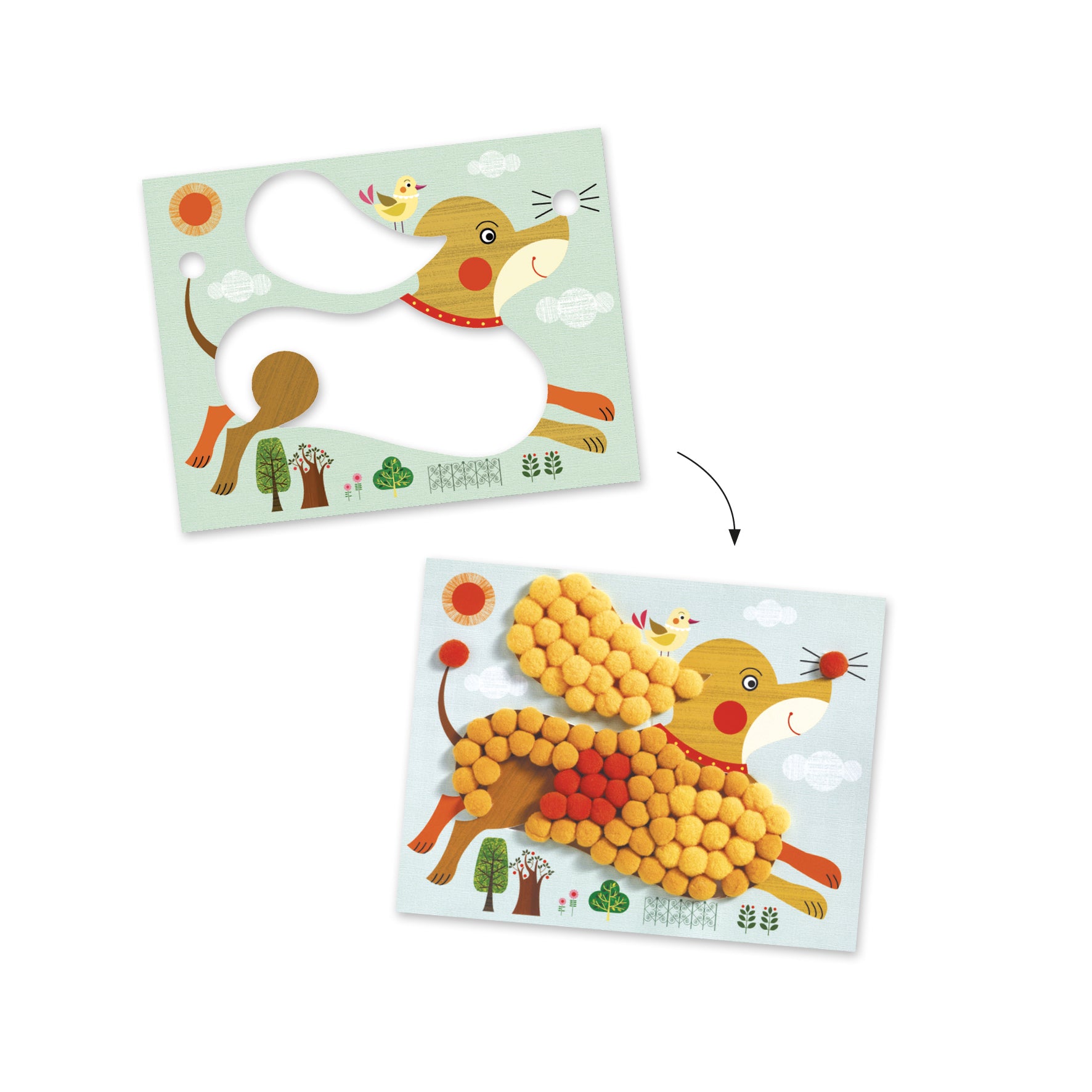 Djeco knutselset pompoms collage honden