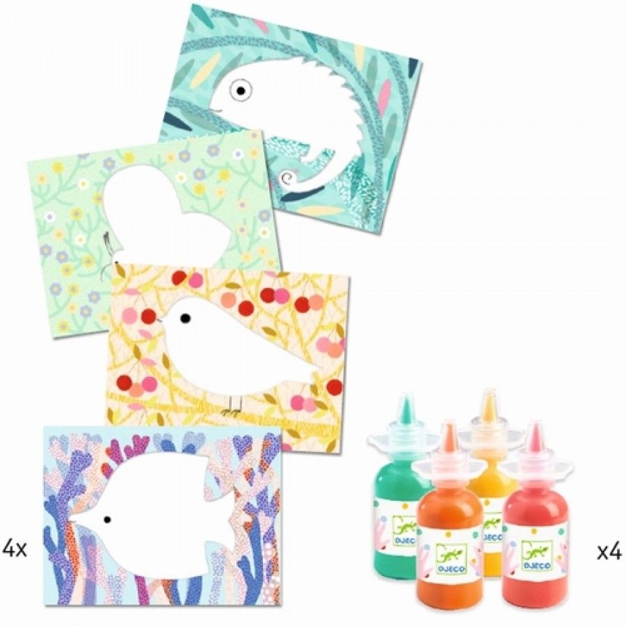 Djeco knutselset Petite barbouille schilderen onder folie