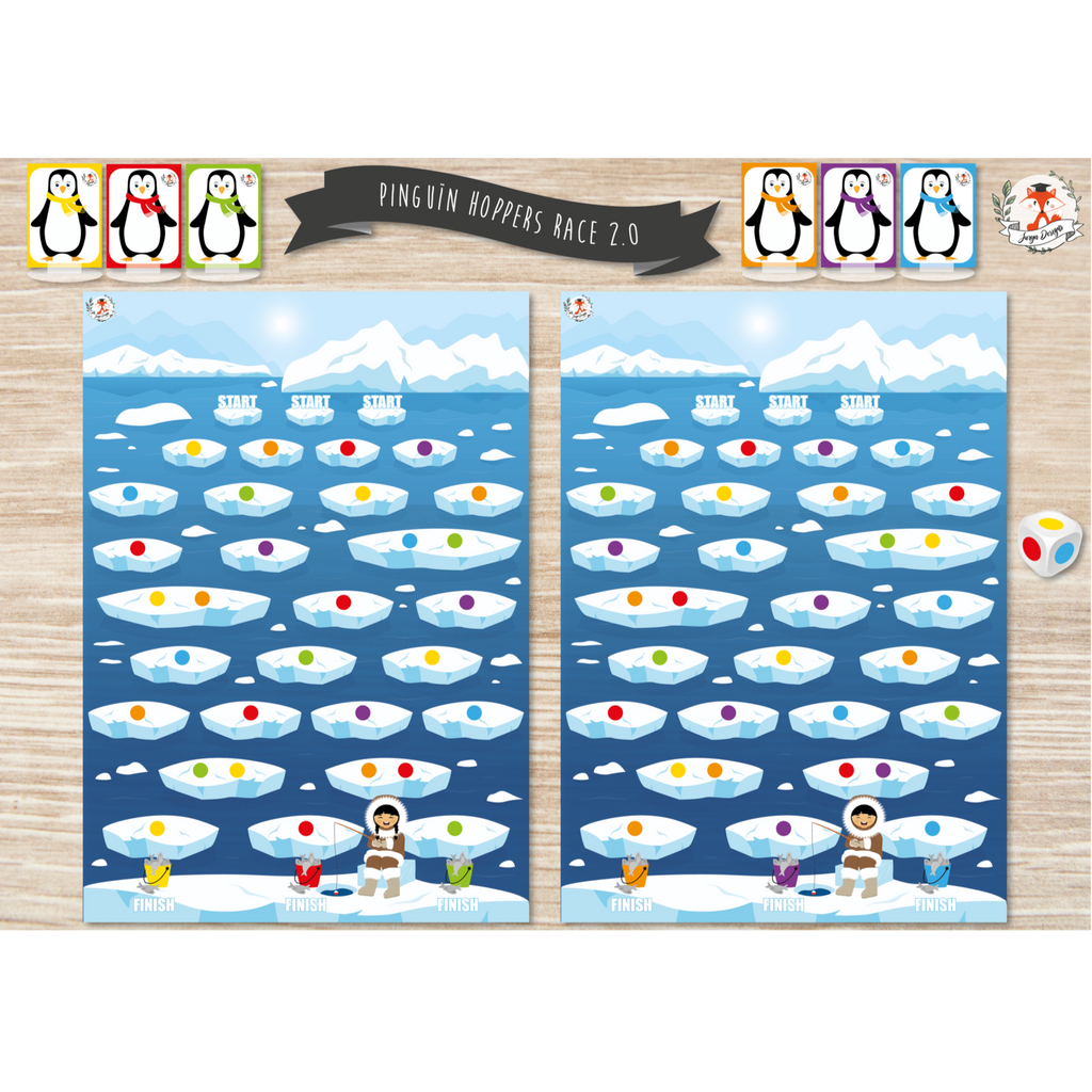 Juf Surya's Designs | Pinguïn hoppers race (set) 🖨