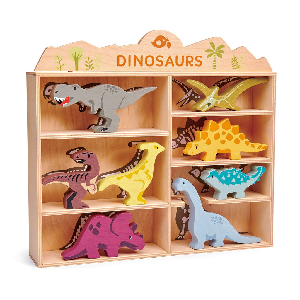 Tender Leaf set met houten dinosaurussen
