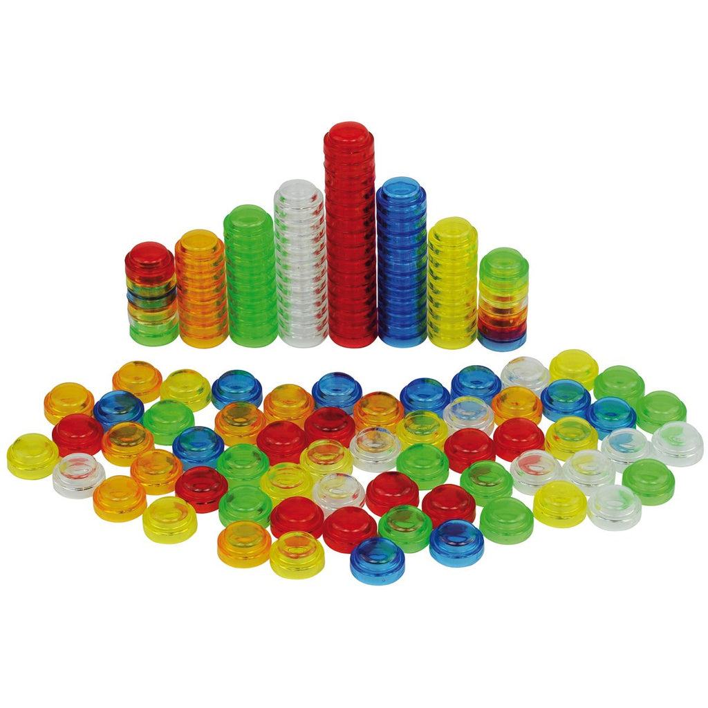 transparante en stapelbare telstenen of counters 500 stuks in 6 kleuren